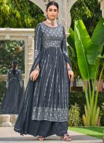 Faux Georgette  Gray Festival Wear Sequence Work Plazzo Suit